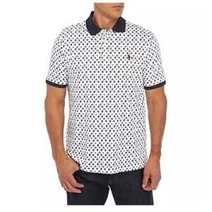 Polo Ralph Lauren Lion Crown Print Polo Shirt Classic Fit Blue White Size XL